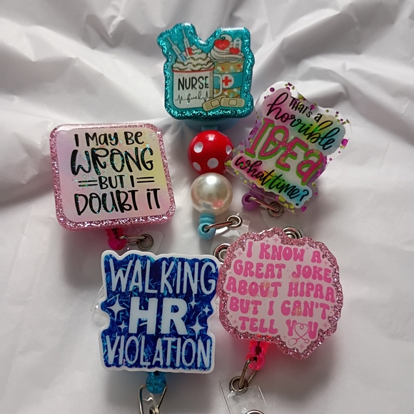 Nurse Badge Reels, 5 Piece Bundle, Retractable Pull - Picture 2 of 10